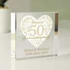 Personalised 50th Golden Wedding Anniversary Crystal Token