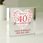 Personalised 40th Ruby Wedding Anniversary Crystal Token | Ornaments