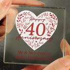 Personalised 40th Ruby Wedding Anniversary Crystal Token | Ornaments