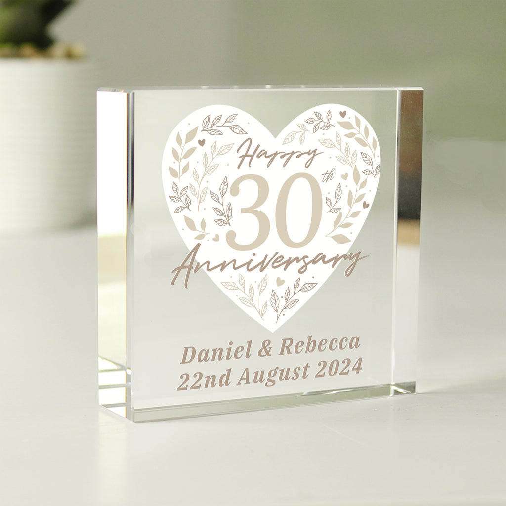 Personalised 30th Pearl Wedding Anniversary Crystal Token | Ornaments | Inspired Creative Gifts