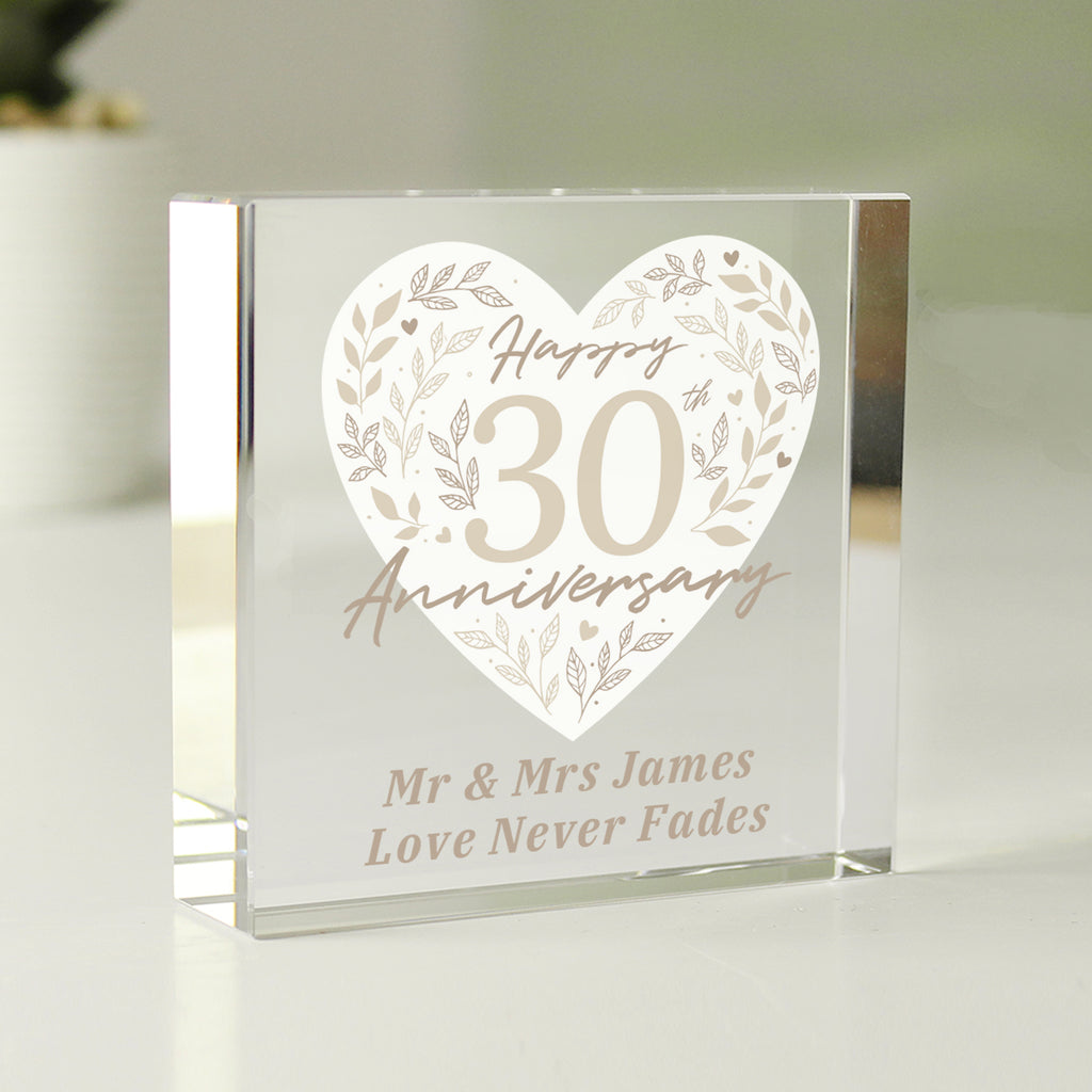 Personalised 30th Pearl Wedding Anniversary Crystal Token | Ornaments | Inspired Creative Gifts