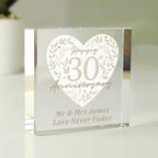 Personalised 30th Pearl Wedding Anniversary Crystal Token | Ornaments | Inspired Creative Gifts