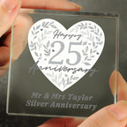 Personalised 25th Silver Wedding Anniversary Crystal Token | Ornaments