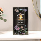 Personalised Wild Flowers Smoked Glass LED Candle for Mother's Day