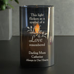 Personalised Life & Love Memorial Smoked LED Candle | Memorial Gift
