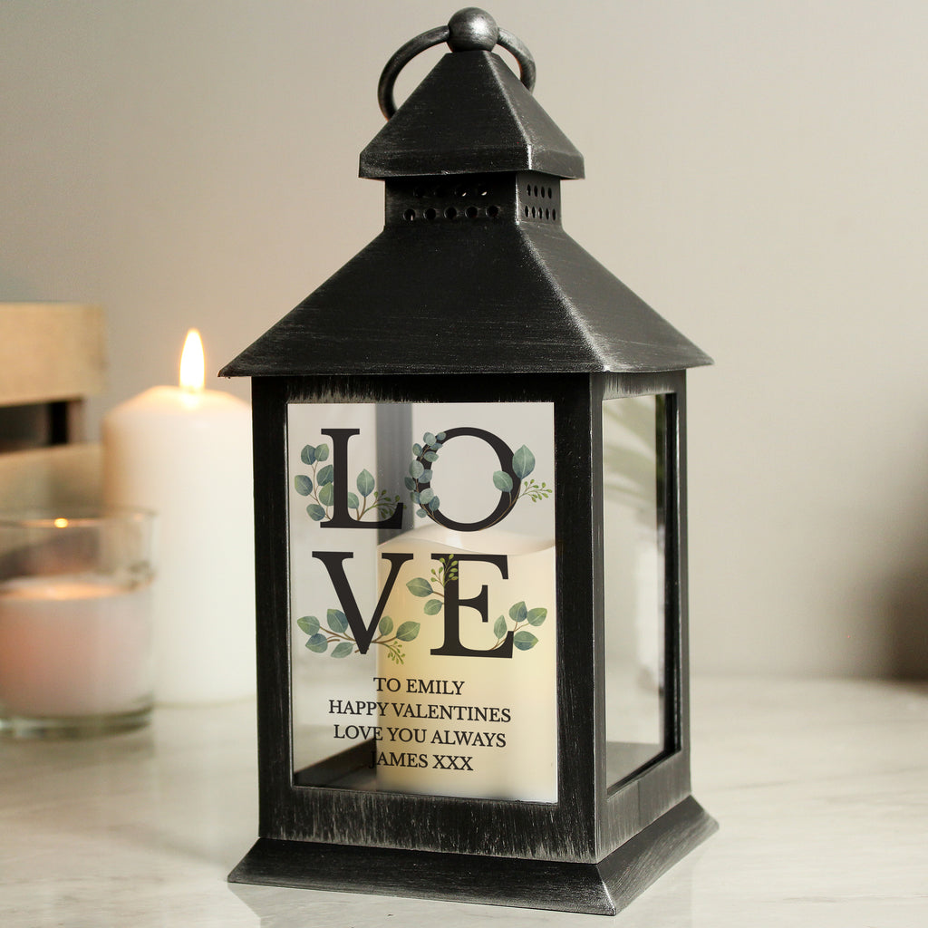 Personalised LOVE LED Black Lantern | Wedding Gift