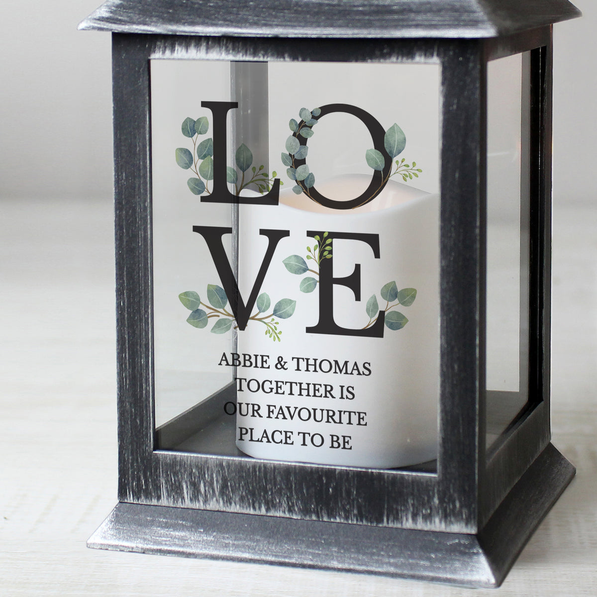 Personalised LOVE LED Black Lantern | Wedding Gift