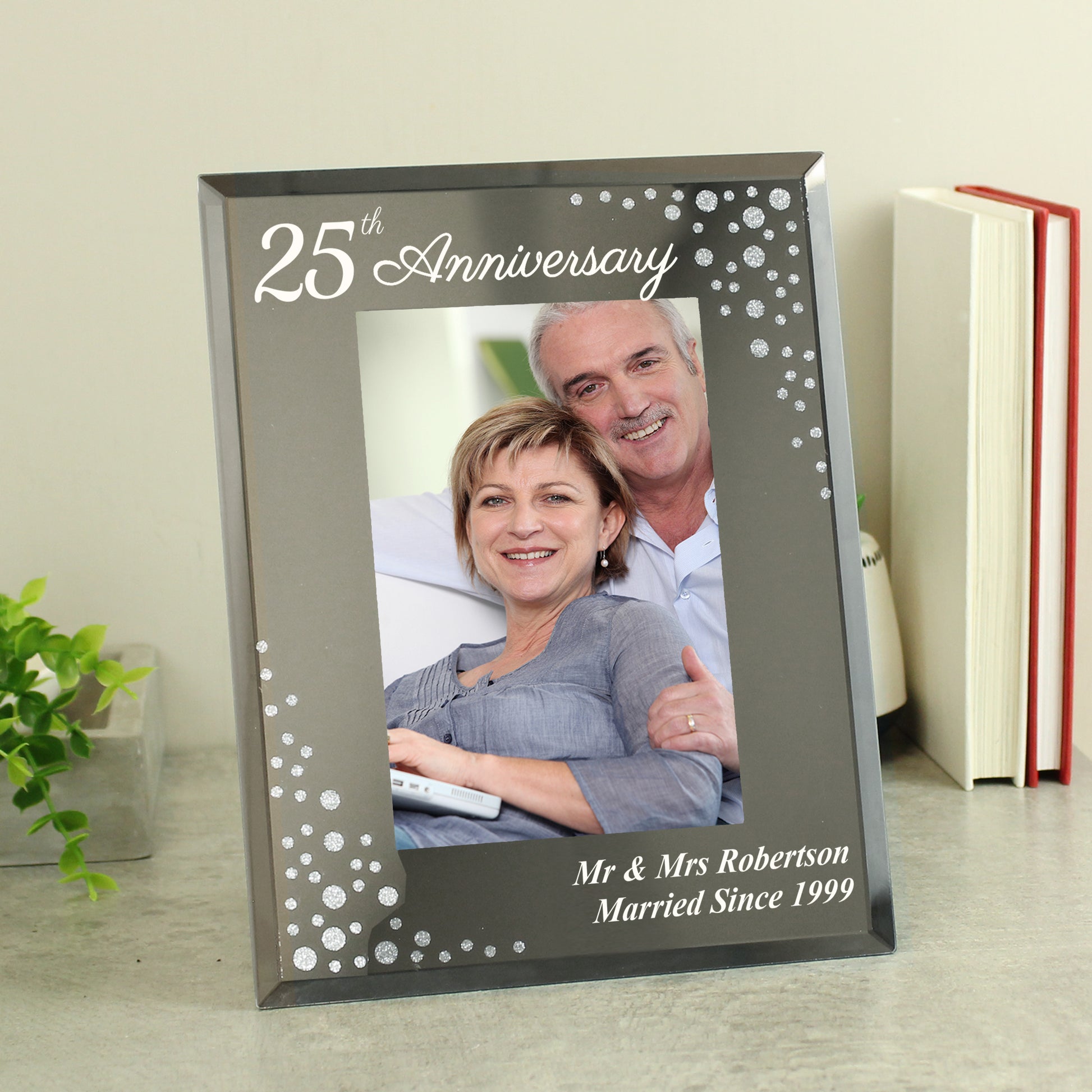 Personalised Anniversary 6x4 Diamante Glass Photo Frame - Picture Frame - Inspired Creative Gifts