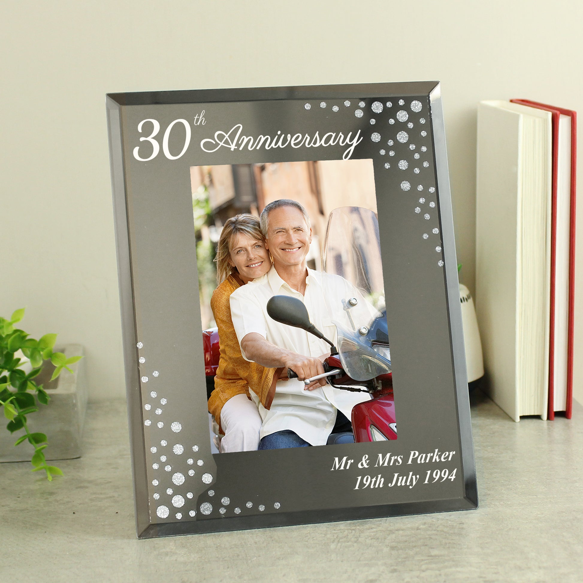 Personalised Anniversary 6x4 Diamante Glass Photo Frame - Picture Frame - Inspired Creative Gifts