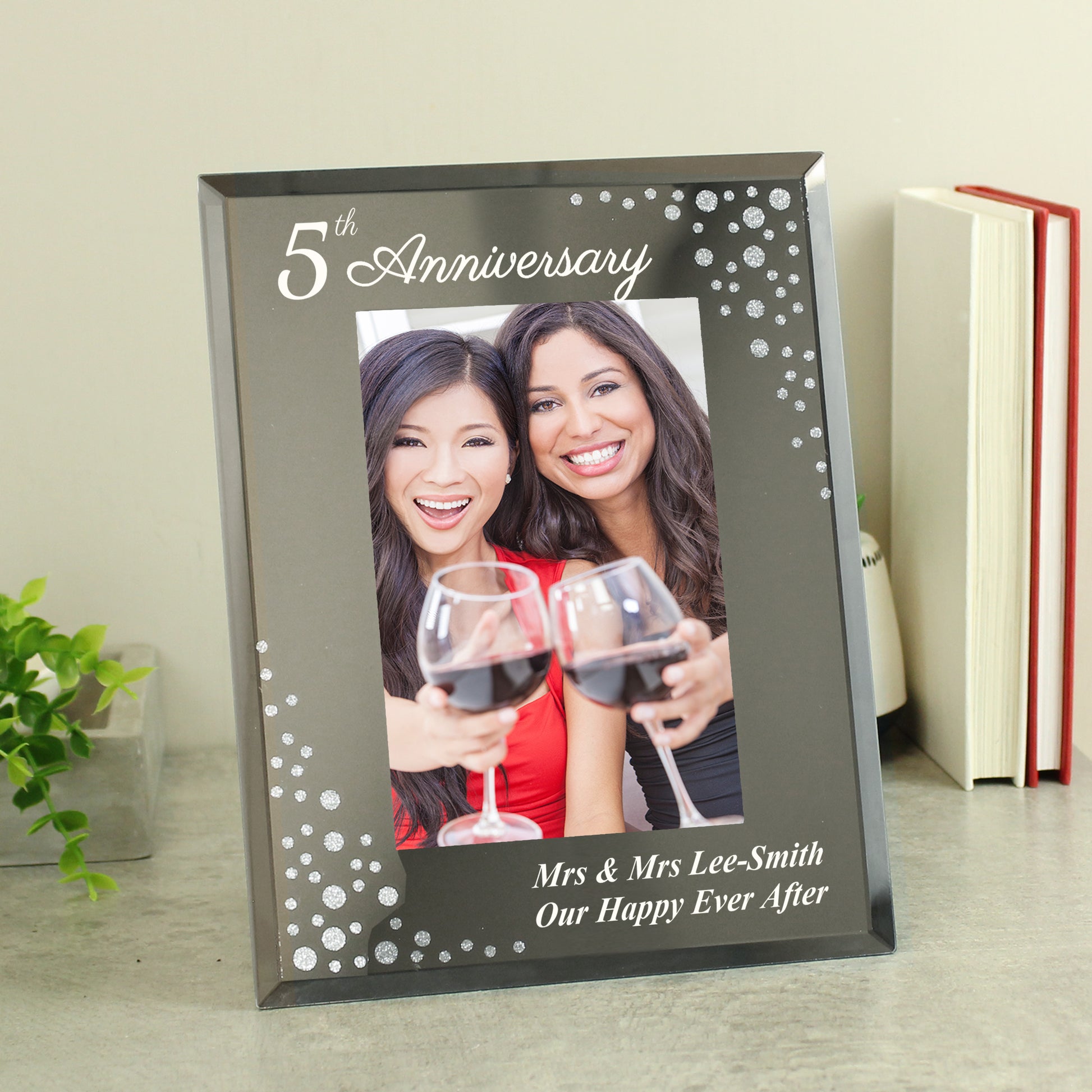 Personalised Anniversary 6x4 Diamante Glass Photo Frame - Picture Frame - Inspired Creative Gifts