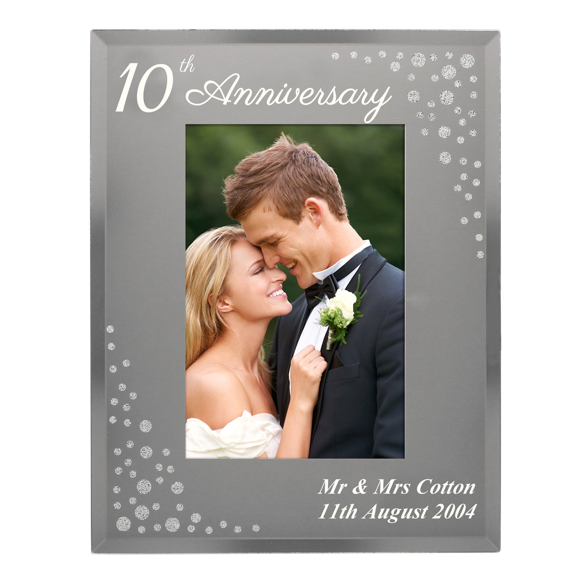 Personalised Anniversary 6x4 Diamante Glass Photo Frame - Picture Frame - Inspired Creative Gifts
