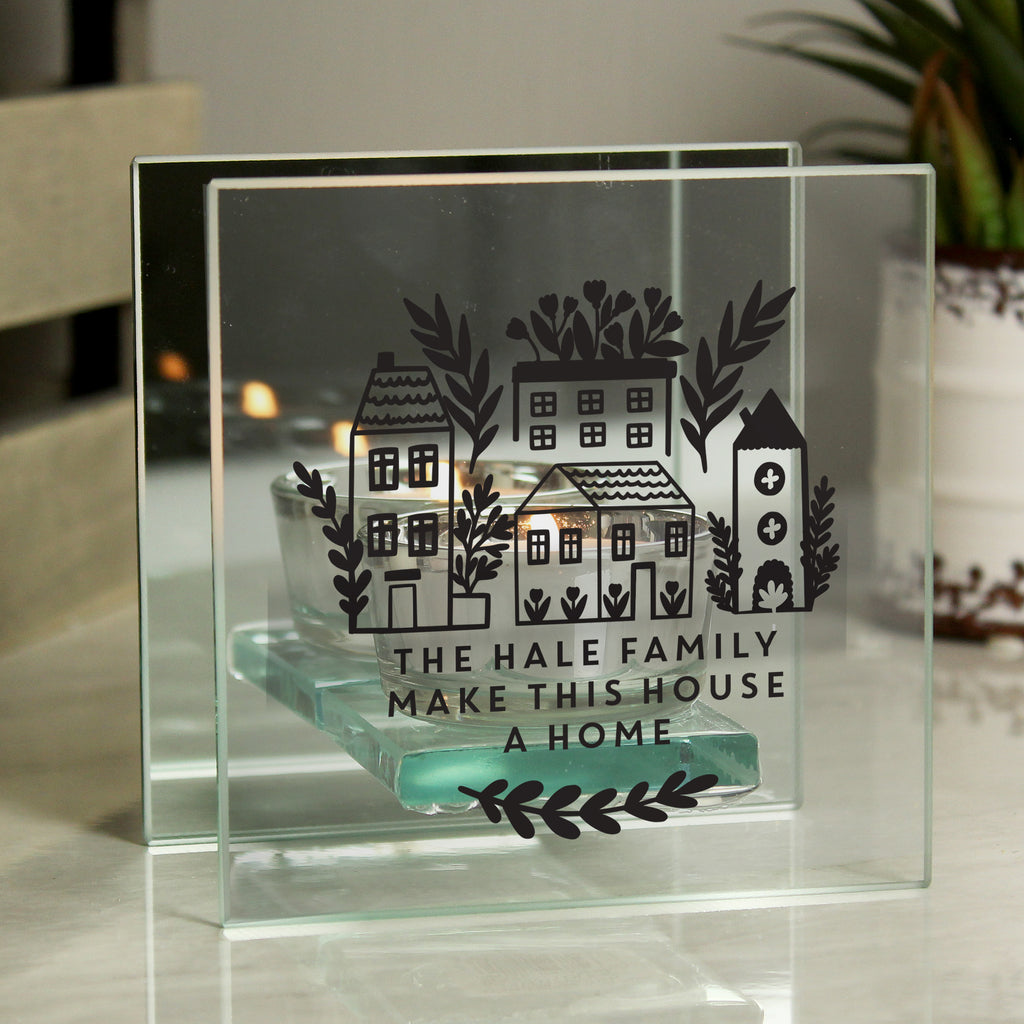 Personalised Home Glass Tealight | Candles & Reed Diffusers