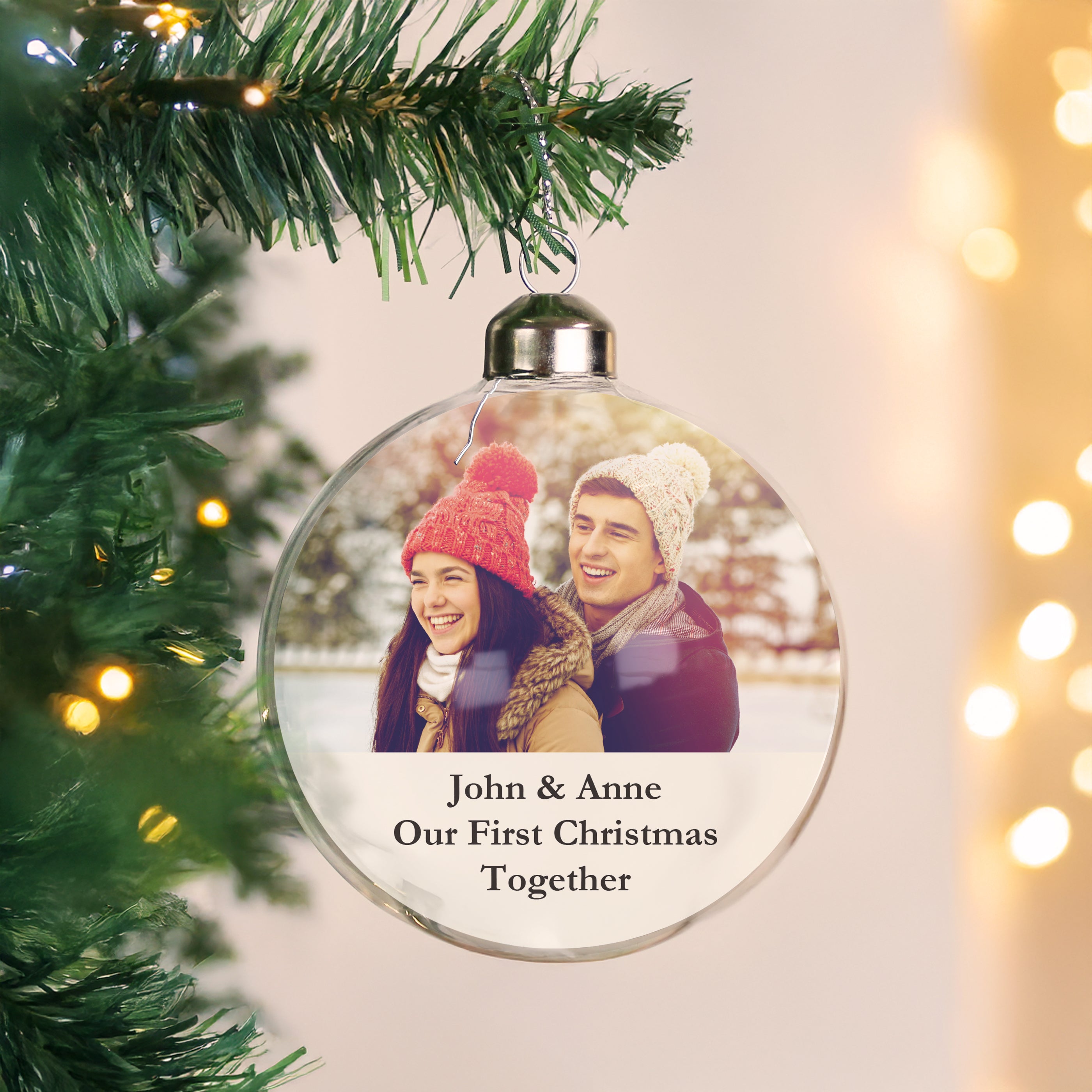 Personalised Message Photo Upload Glass Bauble |  | Inspired Creative Gifts