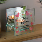 Personalised Hearts Mirrored Glass Tealight Holder | Candles & Reed Diffusers | Inspired Creative Gifts