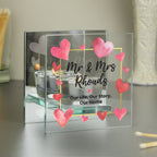 Personalised Hearts Mirrored Glass Tealight Holder | Candles & Reed Diffusers | Inspired Creative Gifts