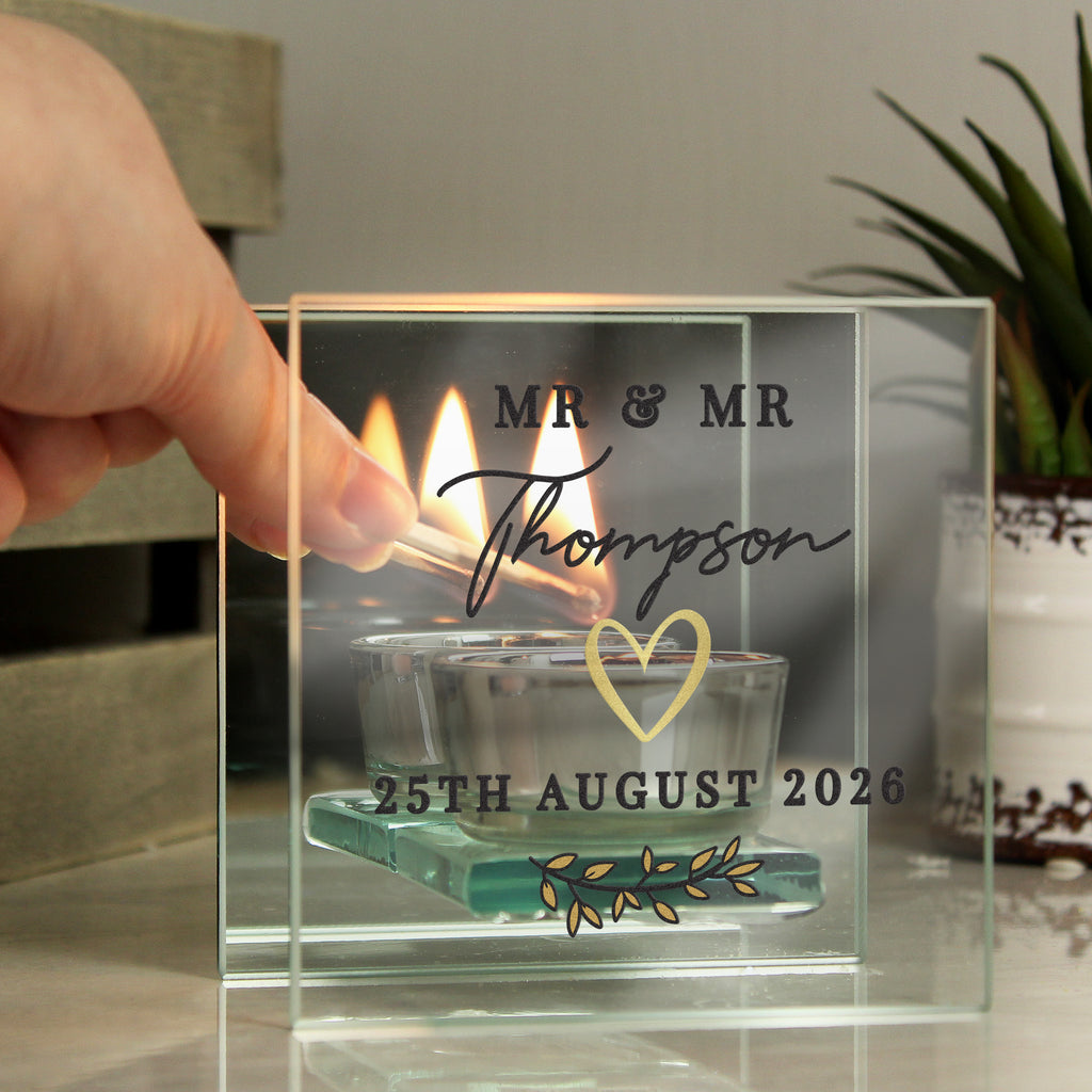 Personalised Wedding Mirrored Tealight Holder | Candles & Reed Diffusers | Inspired Creative Gifts
