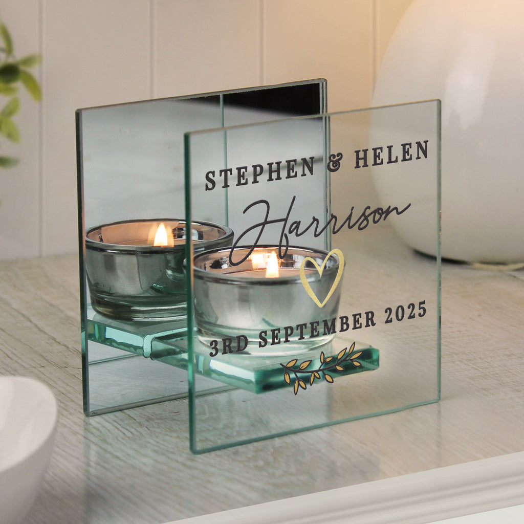 Personalised Wedding Mirrored Tealight Holder | Candles & Reed Diffusers | Inspired Creative Gifts