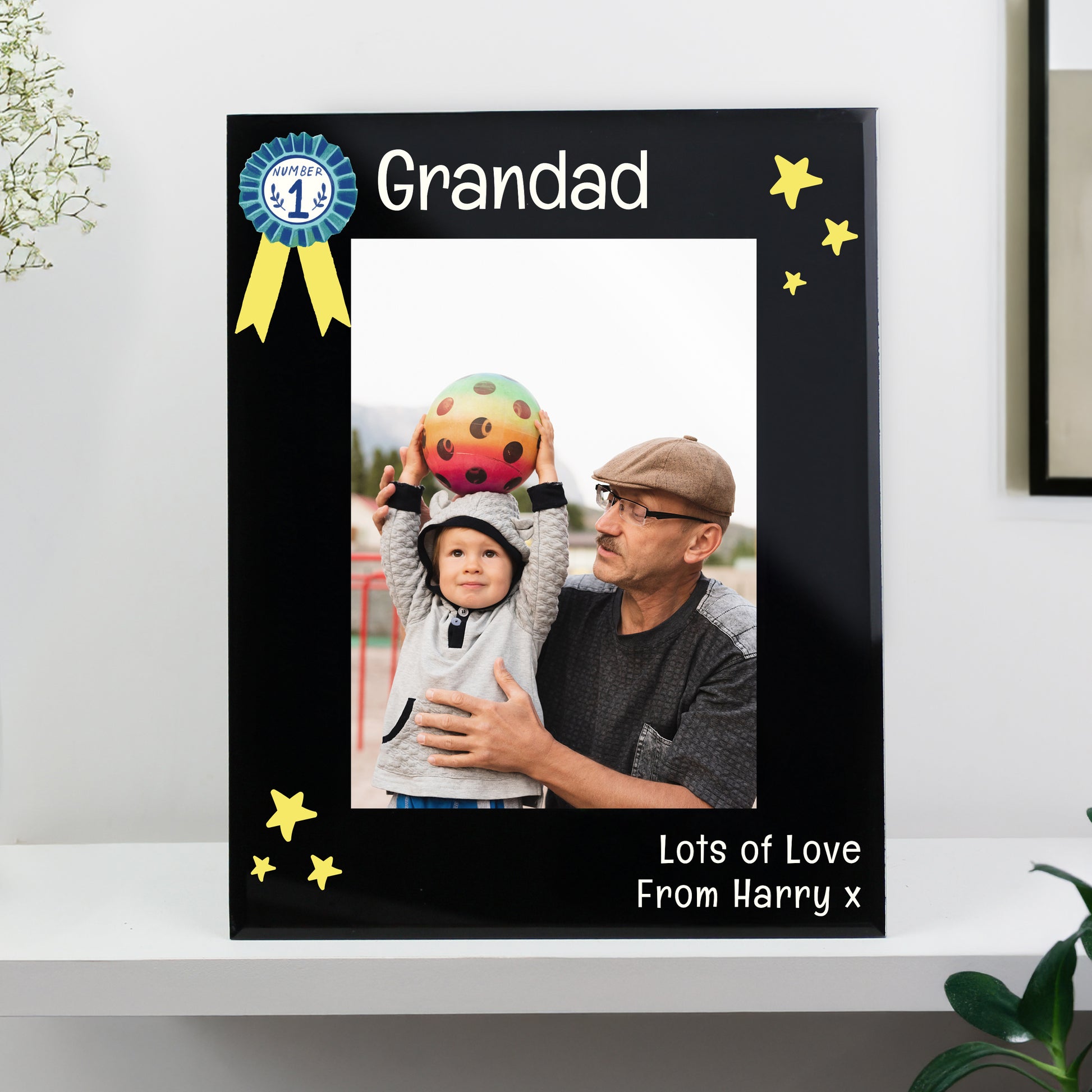 Personalised No.1 Black Glass 5x7 Frame - Picture Frame - Inspired Creative Gifts