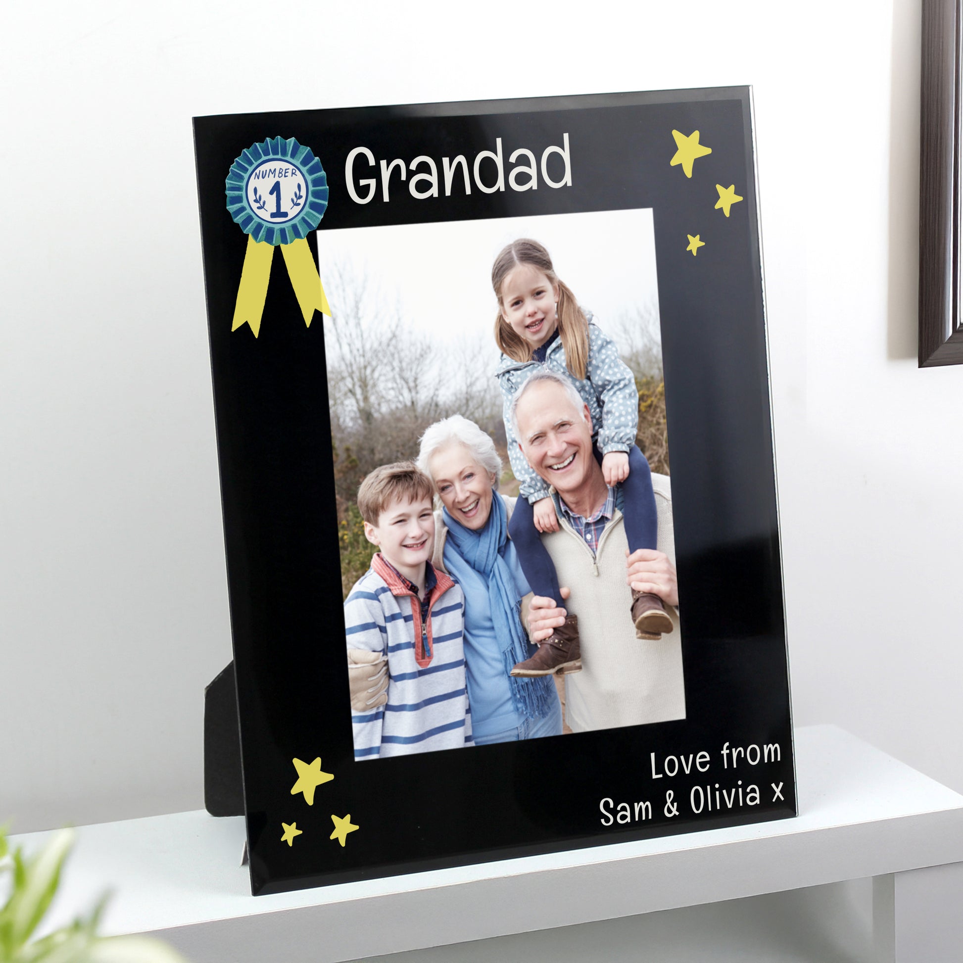 Personalised No.1 Black Glass 5x7 Frame - Picture Frame - Inspired Creative Gifts