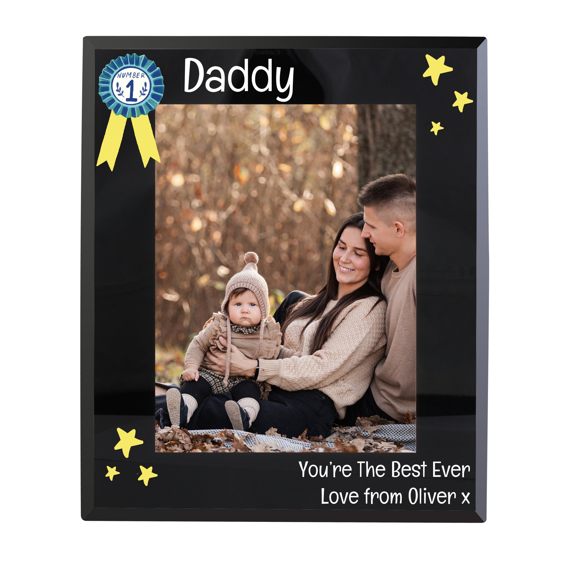 Personalised No.1 Black Glass 5x7 Frame - Picture Frame - Inspired Creative Gifts