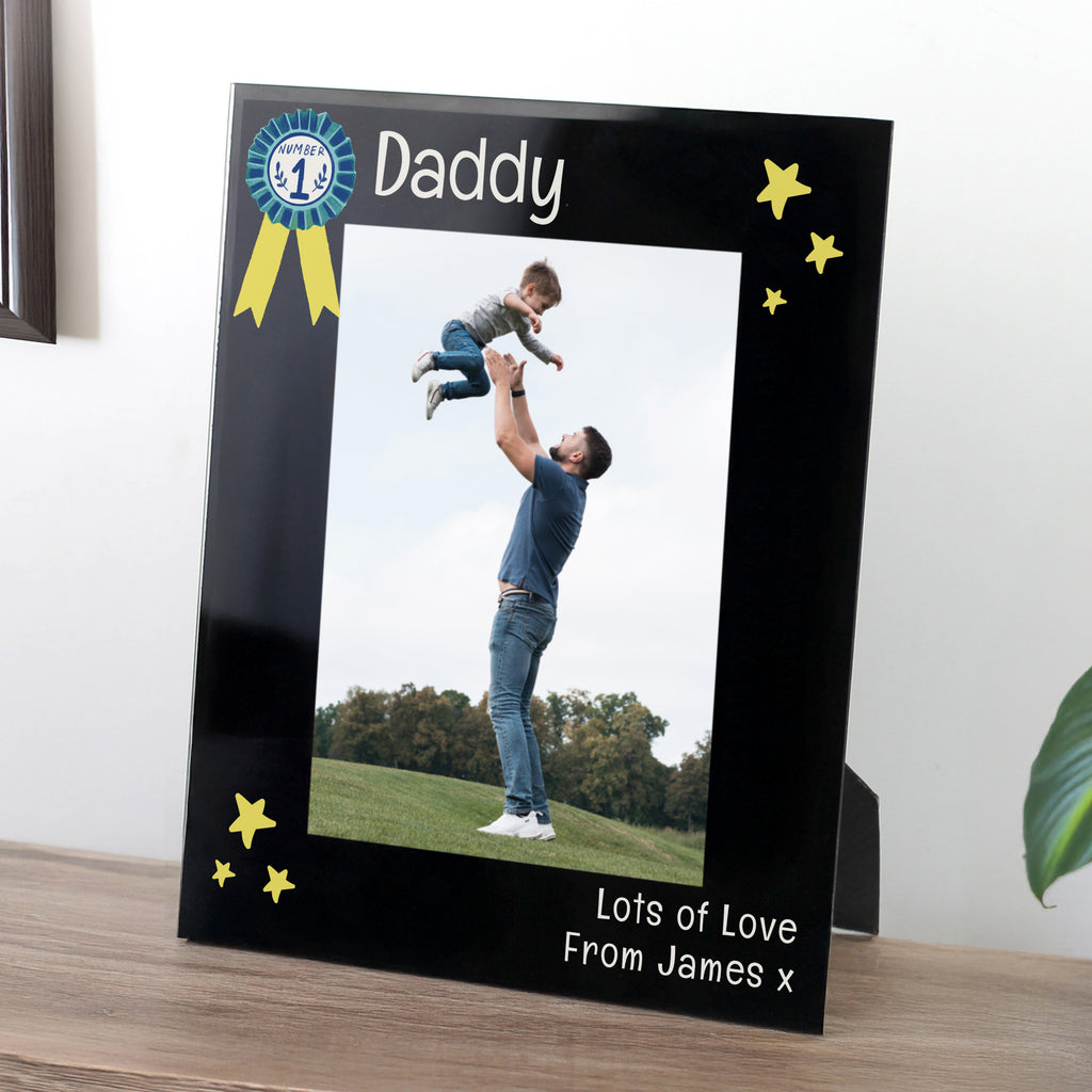 Personalised No.1 Black Glass 5x7 Frame - Picture Frame - Inspired Creative Gifts