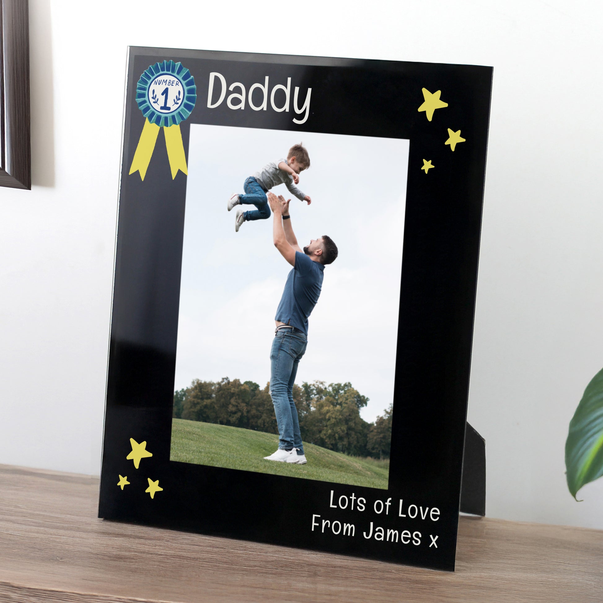 Personalised No.1 Black Glass 5x7 Frame - Picture Frame - Inspired Creative Gifts