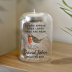 Personalised Robin Memorial Feather Tealight Holder | Candles & Reed Diffusers | Inspired Creative Gifts