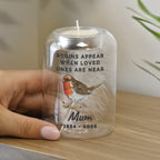 Personalised Robin Memorial Feather Tealight Holder | Candles & Reed Diffusers | Inspired Creative Gifts