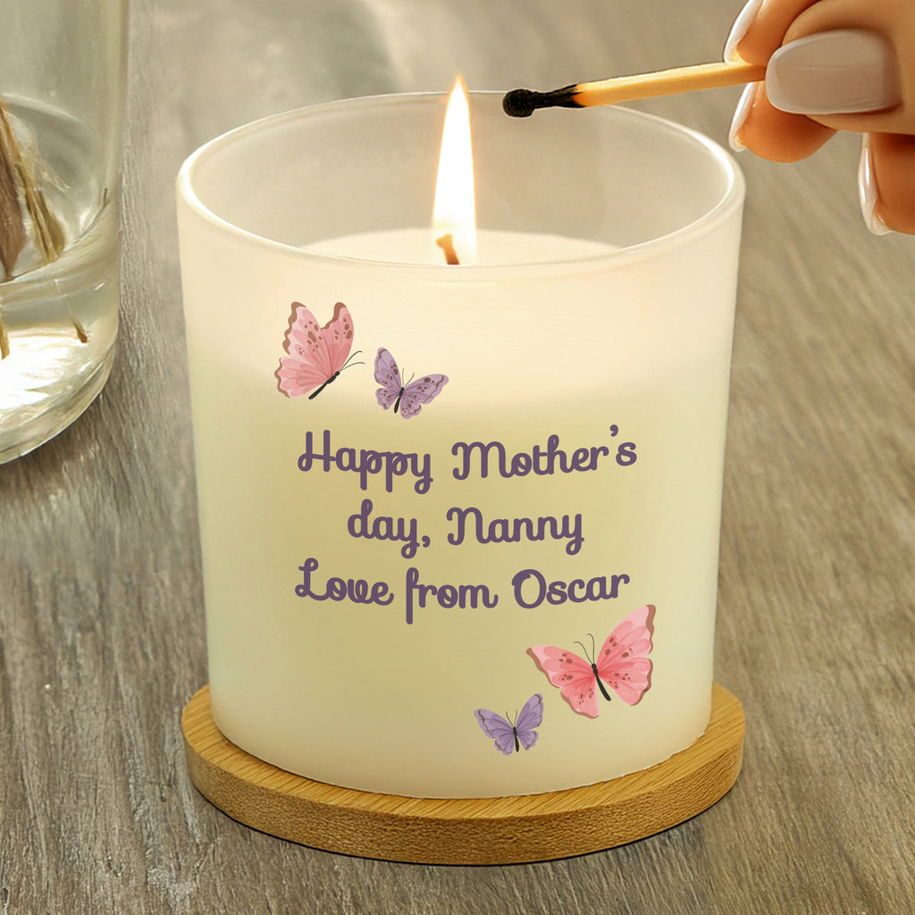 Personalised Butterfly Frosted Candle | Gift for Her
