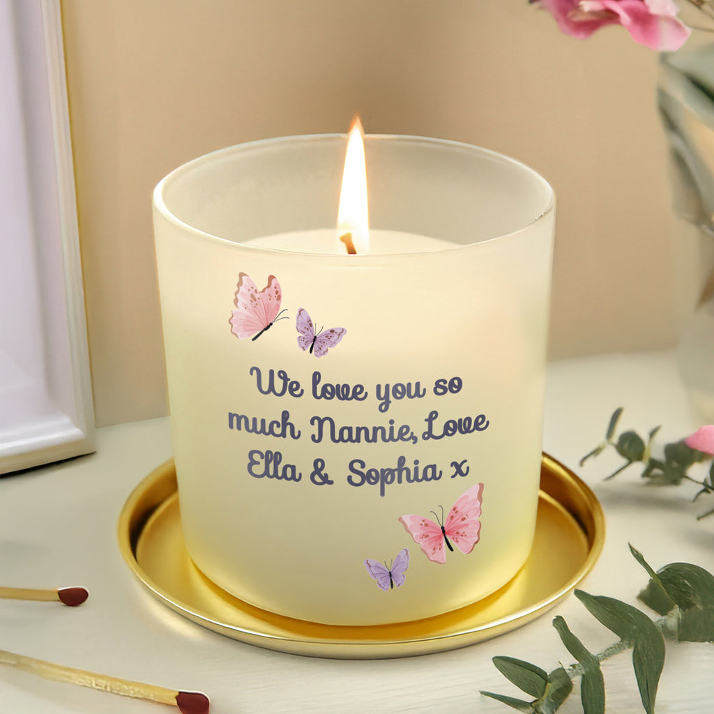 Personalised Butterfly Frosted Candle | Gift for Her
