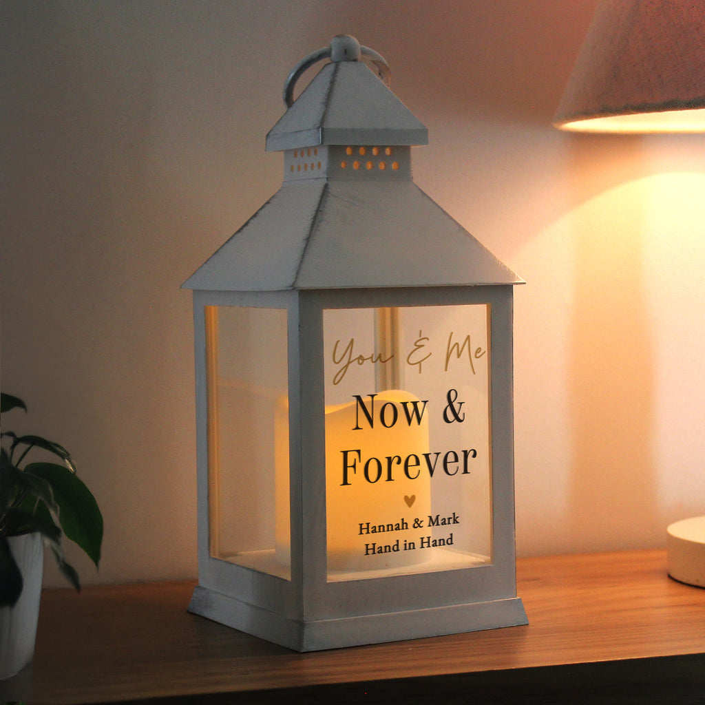 Personalised Black & Gold Free Text White Lantern for Wedding