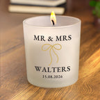 Personalised Black & Gold Bow Frosted Candle | Candles & Reed Diffusers | Wedding Gift