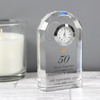 Personalised Golden Anniversary Crystal Clock | Wedding Gift