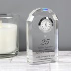 Personalised Silver Anniversary Crystal Clock | Wedding Gift