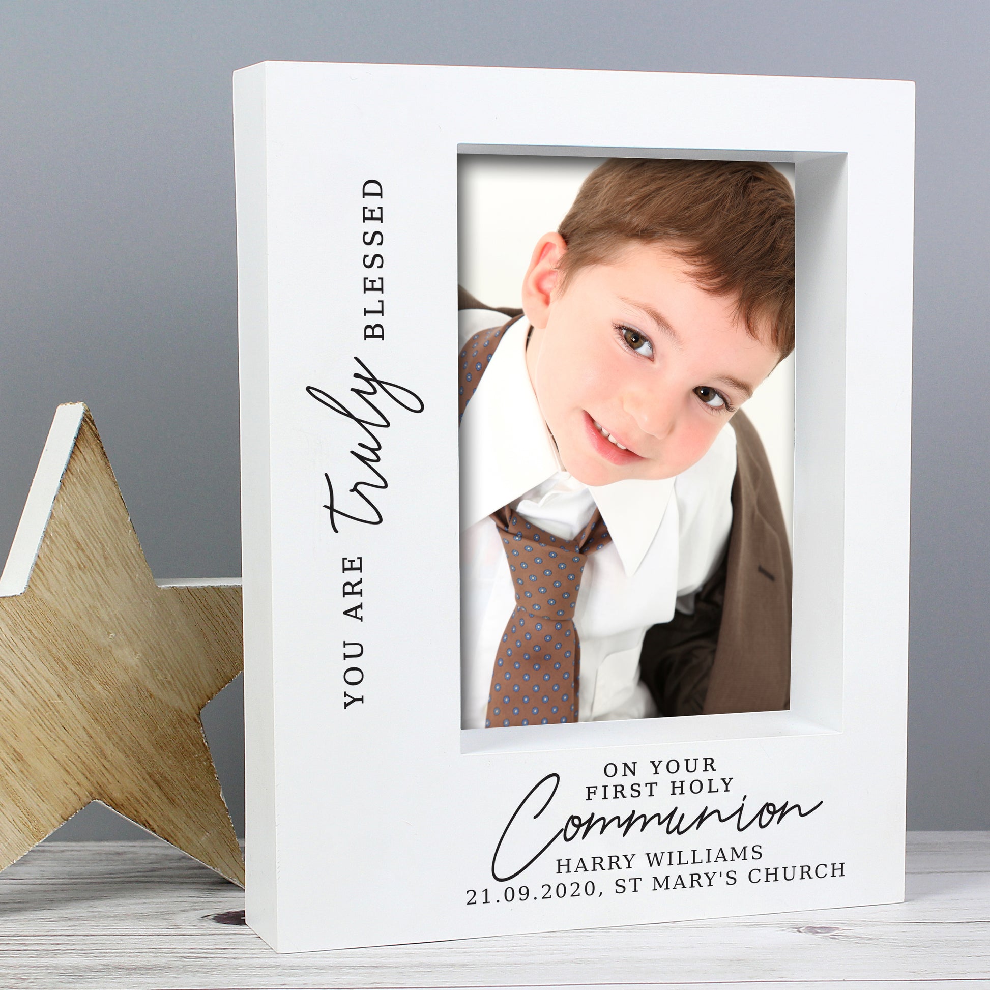Personalised 'Truly Blessed' First Holy Communion 5x7 Box Photo Frame - Inspired Creative Gifts