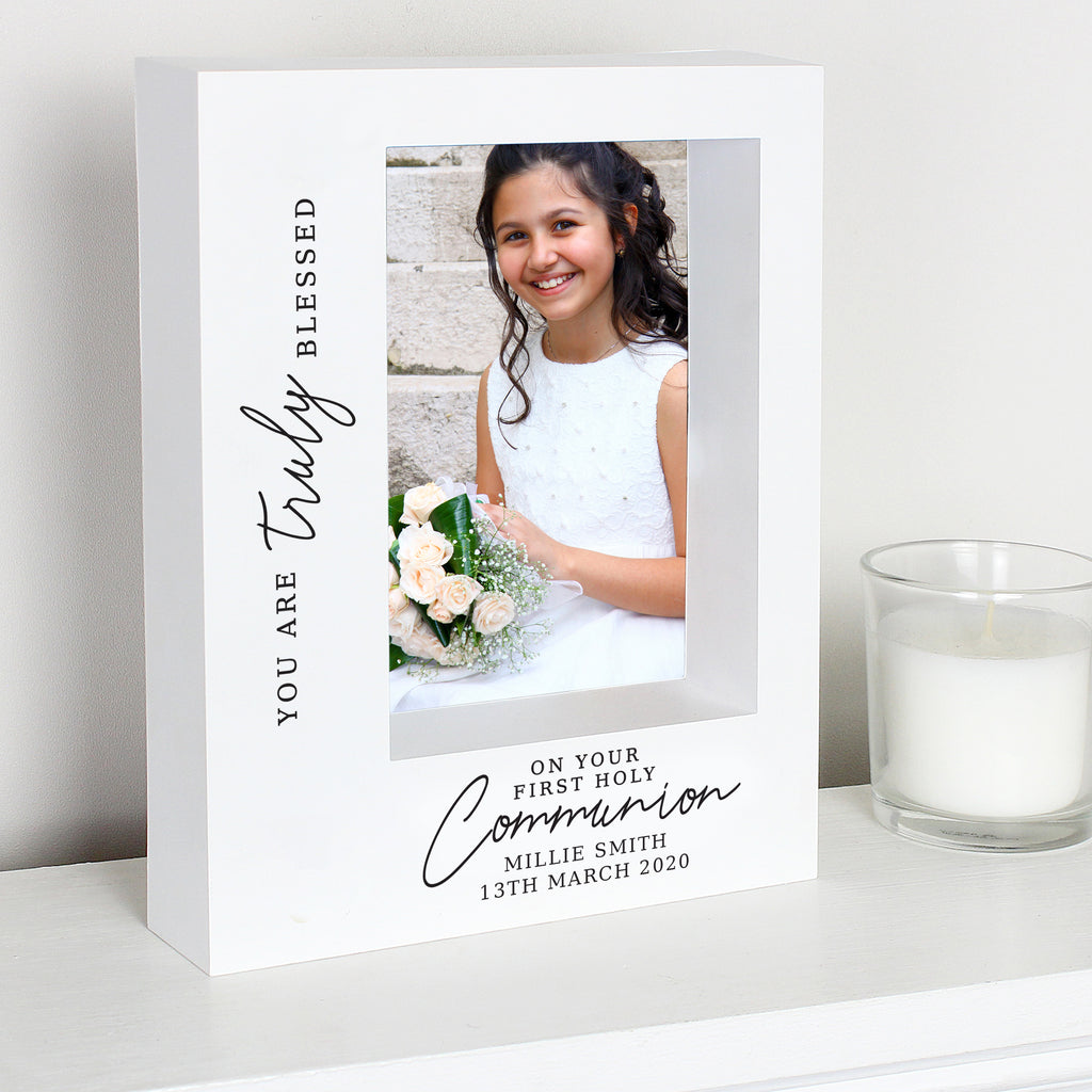 Personalised 'Truly Blessed' First Holy Communion 5x7 Box Photo Frame - Picture Frame - Inspired Creative Gifts