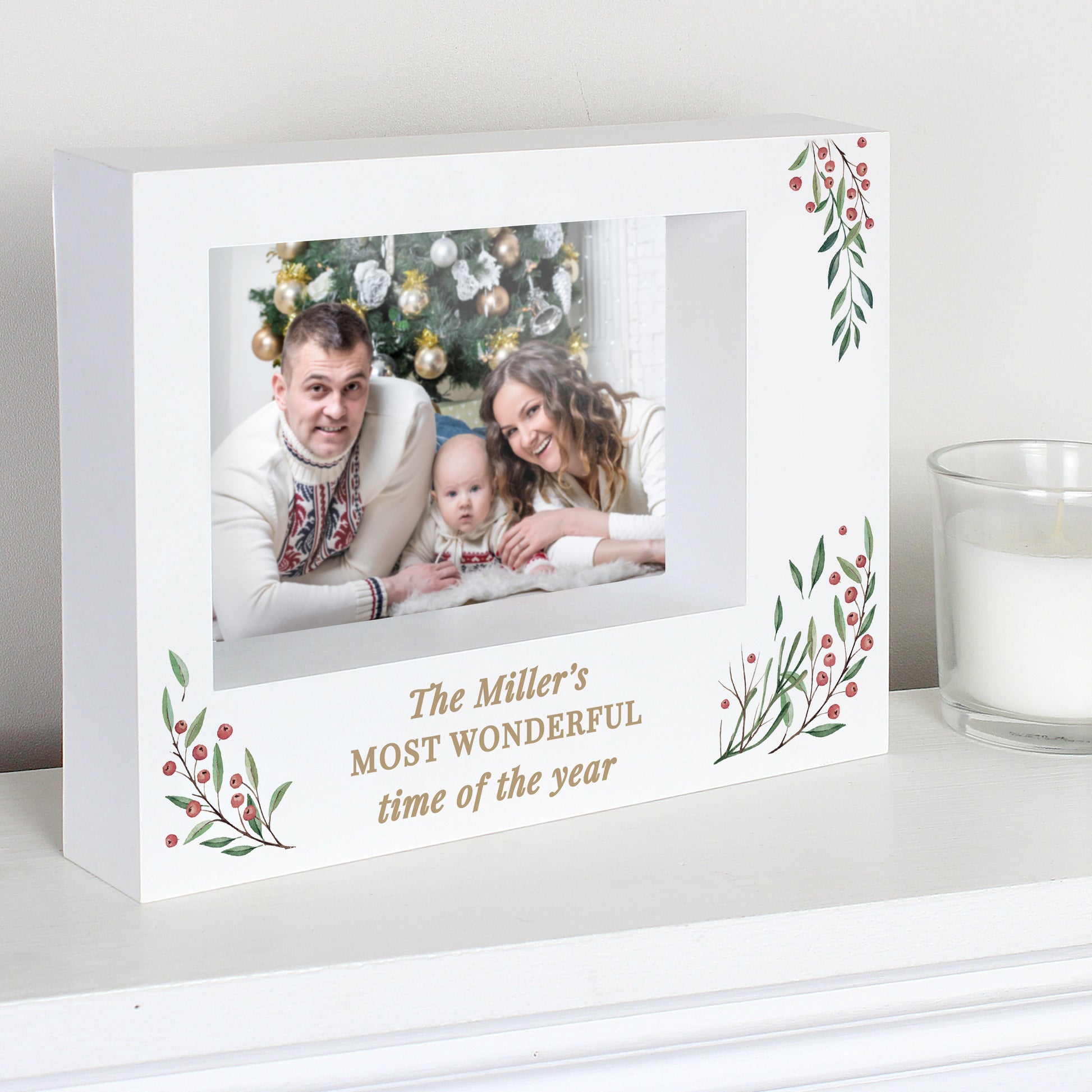 Personalised Christmas Foliage 5x7 Box Photo Frame - Picture Frame - Inspired Creative Gifts