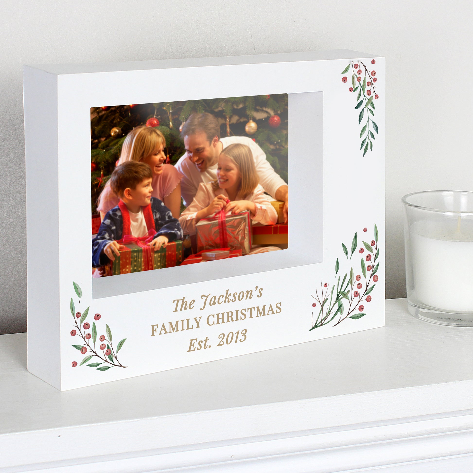 Personalised Christmas Foliage 5x7 Box Photo Frame - Picture Frame - Inspired Creative Gifts