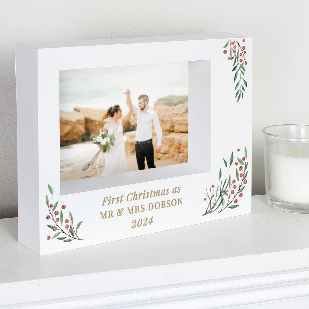 Personalised Christmas Foliage 5x7 Box Photo Frame - Picture Frame - Inspired Creative Gifts
