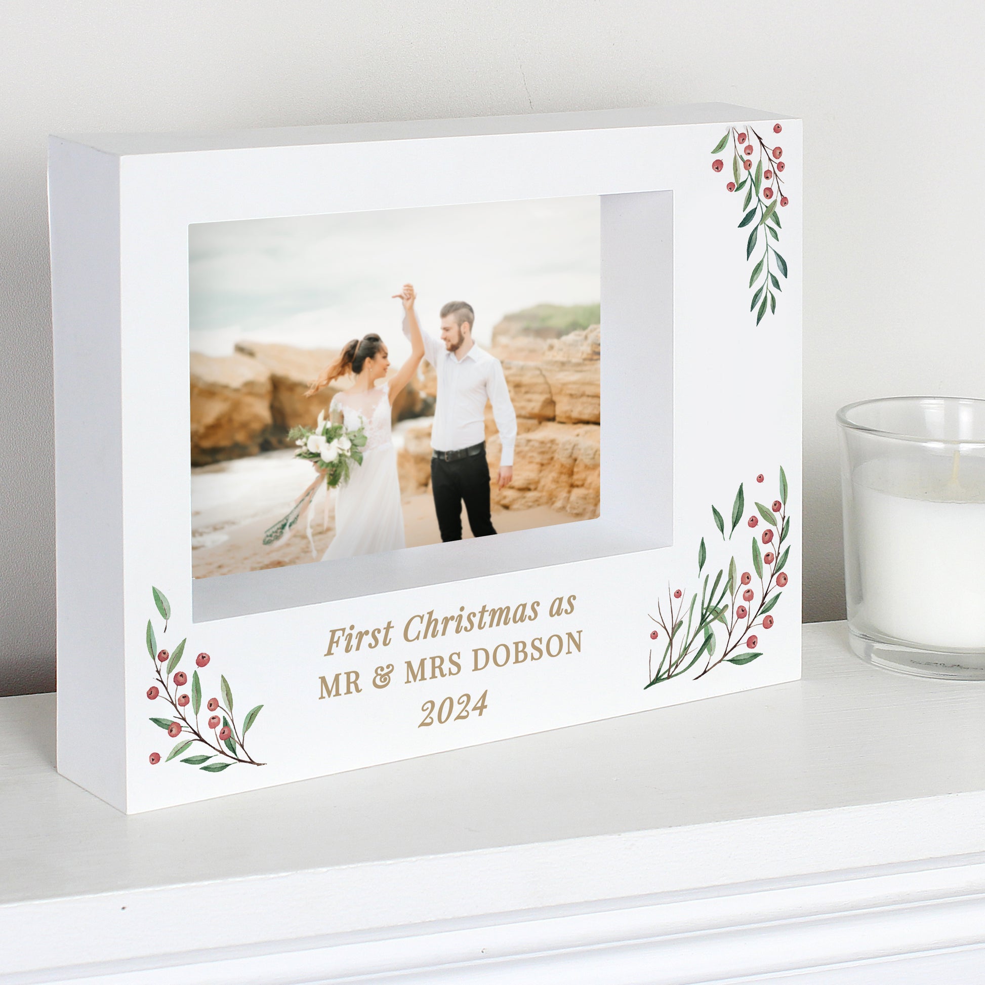 Personalised Christmas Foliage 5x7 Box Photo Frame - Picture Frame - Inspired Creative Gifts