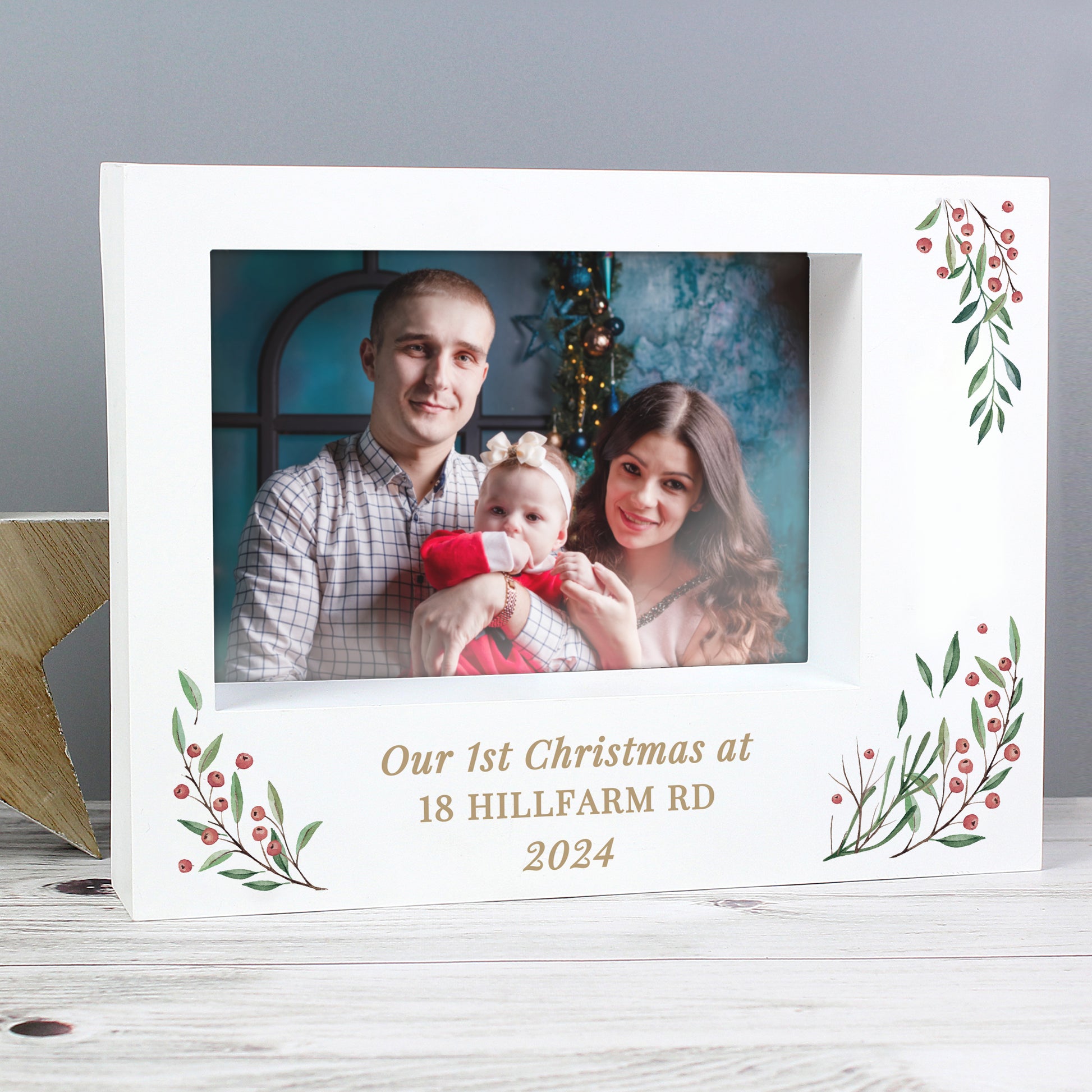 Personalised Christmas Foliage 5x7 Box Photo Frame - Picture Frame - Inspired Creative Gifts
