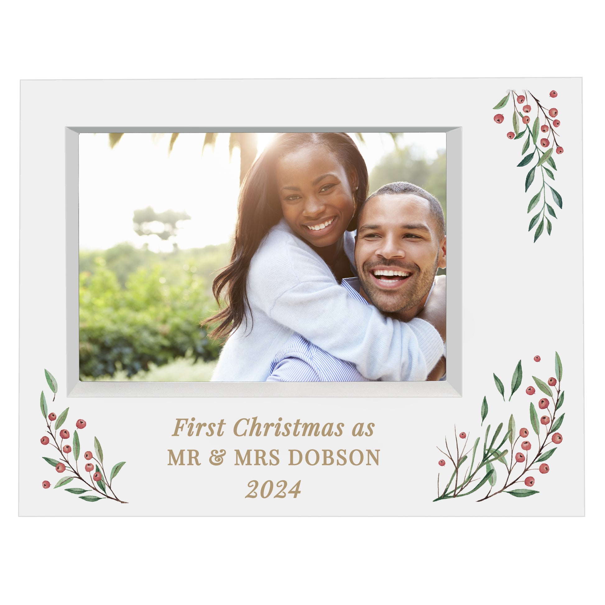 Personalised Christmas Foliage 5x7 Box Photo Frame - Picture Frame - Inspired Creative Gifts
