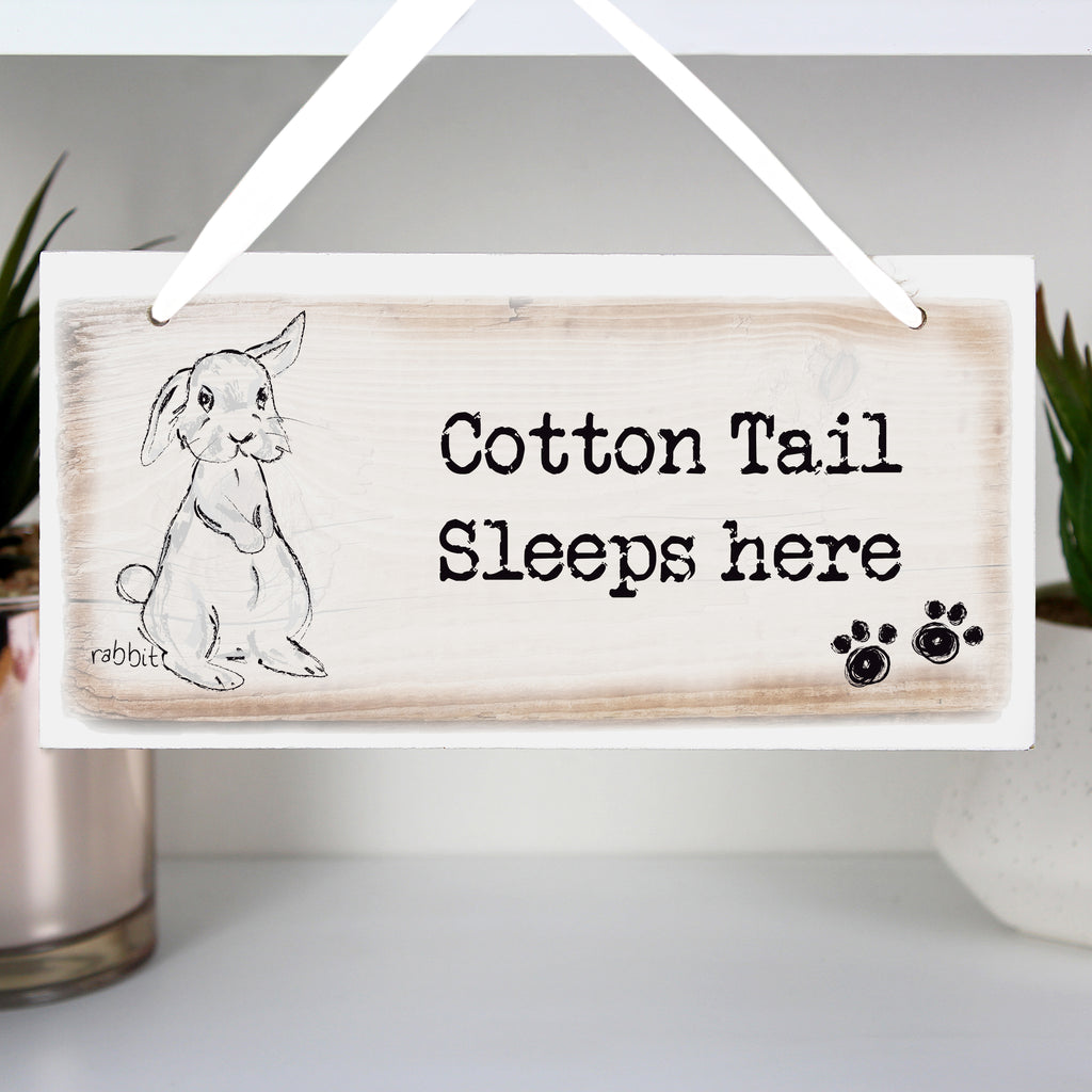 Personalised Rabbit Wooden Sign for Christmas