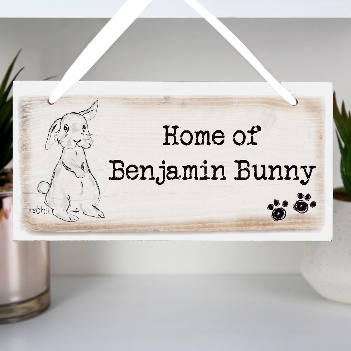 Personalised Rabbit Wooden Sign for Christmas