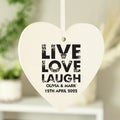 Personalised Live Love Laugh Wooden Heart Decoration for Christmas
