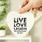 Personalised Live Love Laugh Wooden Heart Decoration for Christmas