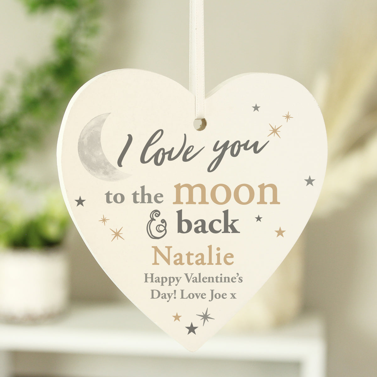 Personalised To the Moon and Back... Wooden Heart Decoration | Hanging Decorations & Signs