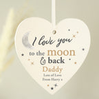 Personalised To the Moon and Back... Wooden Heart Decoration | Hanging Decorations & Signs