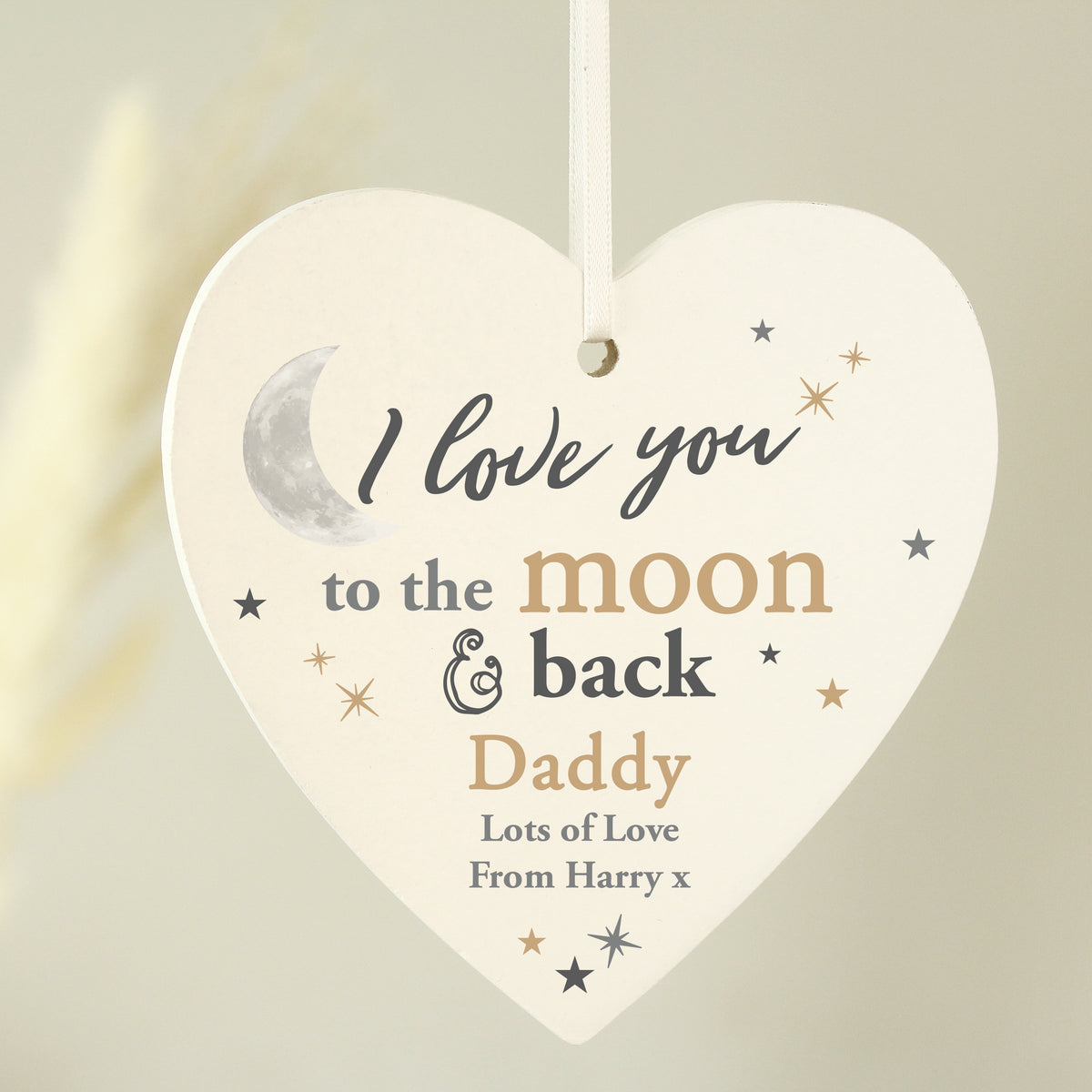 Personalised To the Moon and Back... Wooden Heart Decoration | Hanging Decorations & Signs