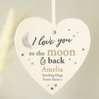 Personalised To the Moon and Back... Wooden Heart Decoration | Hanging Decorations & Signs